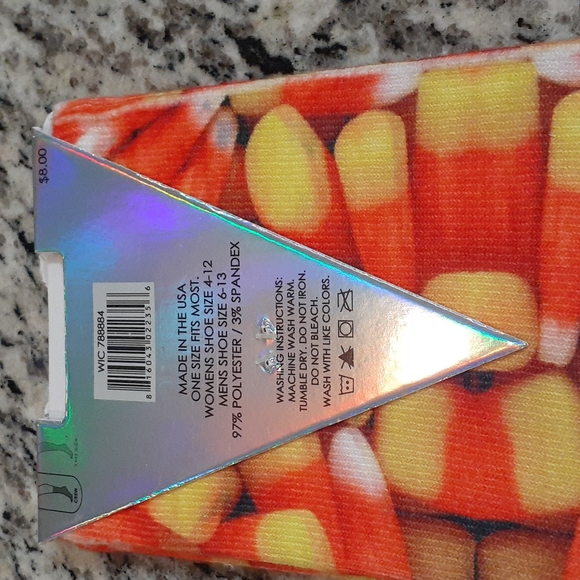 Living Royal Allover Candy Corn Print Unisex Stretch Crew Socks - Picture 4 of 5